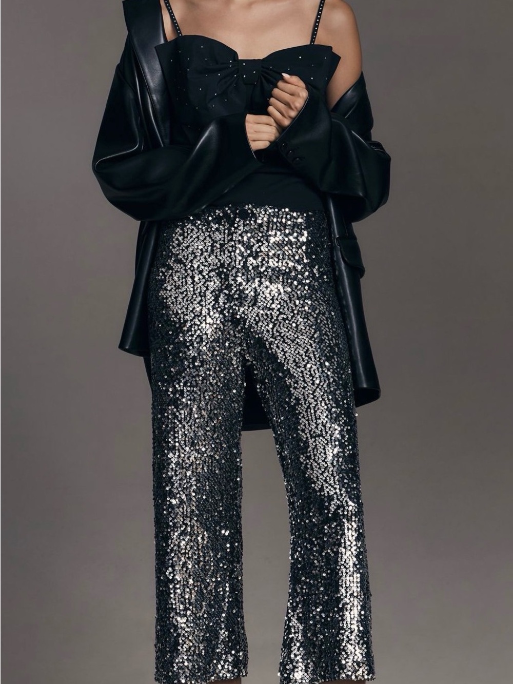 Anthropologie Black Sequin Cropped Wide-Leg Pants

New With Tags